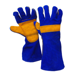 Gant de soudure en cuir de vachette fendu bleu foncé F8300 de longueur 14 "en gros d'usine - Product Image 1
