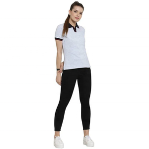 Jersey de manga corta personalizado para mujer, camisetas de polo, camisa transpirable de punto con patrón sólido informal ajustado - Product Image 5