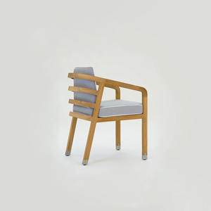Silla de comedor con brazo de madera de teca maciza de alta calidad con cojín cómodo diseño moderno para uso en exteriores en playas parques eventos - Product Image 4