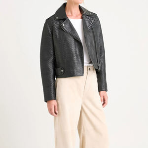 Nouveau élégant tenue décontracté couleur unie femmes veste en cuir fabrication meilleure qualité en cuir véritable femmes veste - Product Image 4