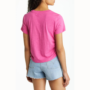 T-shirt personnalisé pour femmes 51% coton 49% rayonne avec cordon de serrage latéral pour hommes - Product Image 2