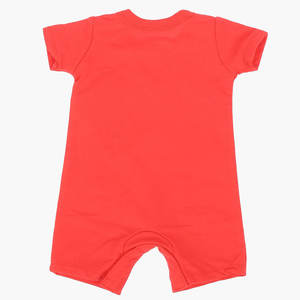 Ensemble de vêtements pour enfants en coton doux, à manches courtes, avec boutons et logo imprimé, rouge, printemps-été, cadeau, vente en gros - Product Image 4