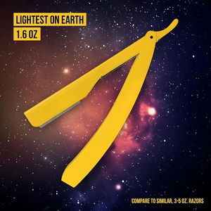 Maquinilla de afeitar para hombre con mango de plástico duradero con hoja de acero inoxidable deslizante Maquinilla de afeitar de peluquero de borde recto azul de alta calidad - Product Image 2