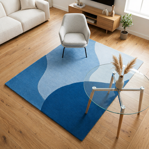 Alfombra Moderna Abstracta de Lana/Seda, Hecha a Mano, Lavable, Apta para Mascotas, Reversible, Antibacteriana, para Sala de Estar, Picnic, Golf - Product Image 3