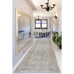 Tapis turc beige floral : Tapis de couloir style vintage, tapis fin non tissé - Product Image 5