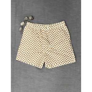 Shorts 100% Coton Imprimé au Bloc Respirant Taille Mi-Haute Grande Taille - Product Image 2
