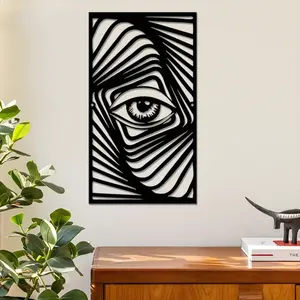 Décoration Murale Métallique Œil de Zèbre Abstrait, Art Géométrique Moderne pour Chambre de Luxe, Pièce Unique, Nouvelle Décoration Murale - Product Image 1