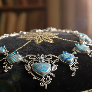 คุณภาพสูงแบบ Navajo สไตล์สเตอร์ลิงสร้อยคอเงินทำด้วยมือสีฟ้าธรรมชาติโซ่ร้อยสายคุณภาพสูง - Product Image 2