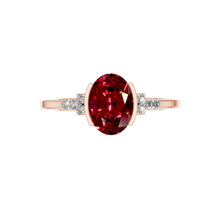 แหวนหมั้นผู้หญิงเงินแท้ 925 ประดับโมอิสซาไนต์แท้ ด้านข้างประดับพลอยสังเคราะห์รูปไข่ ชุบโรเดียม เหมาะสำหรับงานปาร์ตี้ - Product Image 3