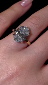 12x10 mm oval cut moissanite <b>two</b> tone hidden halo solitaire <b>ring</b> yellow gold plated fine bridal jewelry - Product Image 4
