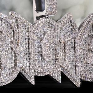 Pendentif personnalisé pour homme en argent sterling 925 avec diamant Moissanite, style hip-hop, lettres de rappeur, pendentifs et breloques - Product Image 2