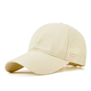 Casquette de baseball en toile respirante blanche, ajustable, unisexe, pour sports de plein air, couleur unie, design 6 panneaux, style décontracté, 100% coton - Product Image 2