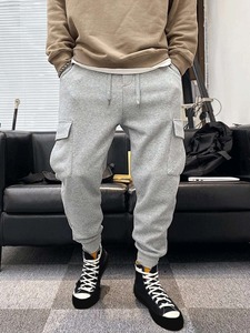 กางเกงซักได้สำหรับผู้ชายกางเกงเอวสูงแบบลำลองผ้าคอตตอนนุ่มสบายสไตล์คาร์โก้ - Product Image 4