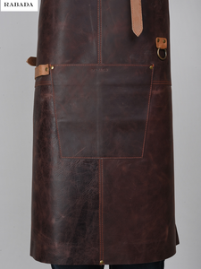 High Quality Genuine Leather <b>Apron</b> Vintage Style with Long Tool Strap for Coffee Bar Barista Chef BBQ Barber <b>Work</b> Wear - Product Image 2