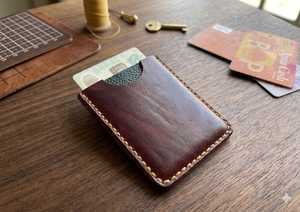 Brown Genuine Leather <b>Card</b> Holder Minimalist Slim Sleeve 4 Inch Front Pocket <b>Wallet</b> for Credit <b>Cards</b> - Product Image 5