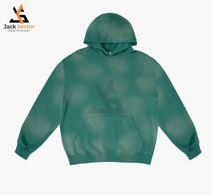 Ensemble sweat-shirt et pantalon de survêtement surdimensionné en coton biologique délavé à l'acide personnalisé 2026, fermeture éclair, premium pour homme - Product Image 1