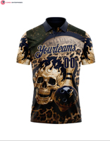Camiseta Personalizada para Hombre, Diseño de Calavera Metálica 3D en Color Dorado Vegas, Tejido Transpirable, Estilo Casual para Boliche