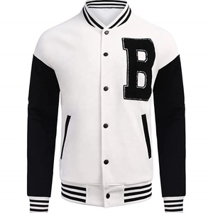 แจ็กเก็ตเบสบอลวิทยาลัยผ้าขนแกะปักลายด้วยกำมะหยี่ขน100% ฤดูหนาวงาน OEM ตามสั่งสำหรับผู้ชาย - Product Image 1