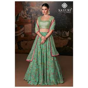 Dernier créateur Lehenga Choli de Fab Zone Broderie en soie organza pour vêtements indiens et pakistanais - Product Image 3