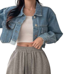 แจ็กเก็ตยีนส์กระดุมแถวเดียวสไตล์เกาหลีทรงหลวมใส่ได้ทั้งชายและหญิงแฟชั่นแนวสตรีท - Product Image 2