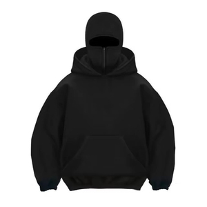 Sweat à capuche pour homme 100% coton, design balaclava, double capuche, broderie, écologique, confort ultime par temps froid - Product Image 2