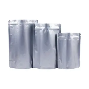 Fabbrica direttamente semplice cibo snack mylar puro foglio di alluminio imballaggio in argento con cerniera stand up sacchetti