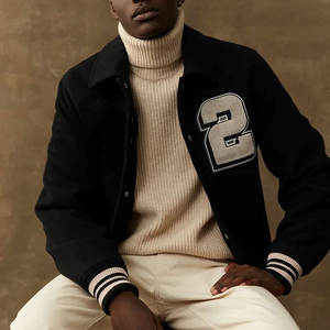 Chaqueta Estilo Letterman con Bordado para Hombre, Logotipo Personalizado, Aspecto de Lana de Algodón, Ropa Casual de Calle - Product Image 5