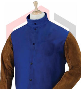 Chaqueta de soldadura de cuero resistente al calor y al fuego con protección de manga completa diseñada para fabricantes de soldadores y uso industrial - Product Image 2