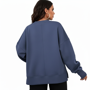 Haut de gamme pour femmes haut à manches longues couleur unie col fendu à capuche respirant Style Hip Hop pour l'hiver automne printemps ODM approvisionnement - Product Image 6