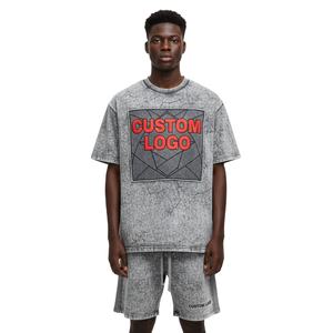 Conjunto de Camiseta y Pantalones Cortos Oversize de Algodón 100% Lavado con Bordado, Superventas para Hombre y Mujer 2026 - Product Image 1