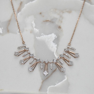 Collier minimaliste en or massif 14 carats VDS, certifié IGI, diamant naturel véritable taille brillant, 6,3 g, cadeau de mariage, bijoux de fiançailles - Product Image 1