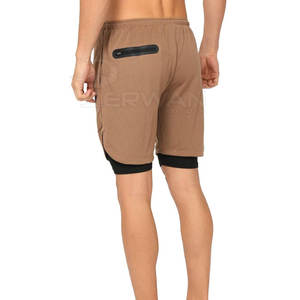 Wholesale Quick Dry Men's Double-<b>Layer</b> Cotton Shorts High Street Style Solid Pattern <b>Mid</b> Waist Low Available OEM Service Low MOQ - Product Image 5