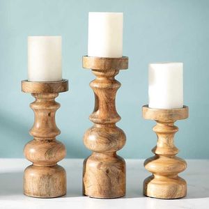 Centre de table en bois pour bougies, conçu pour les décorations de table de mariage, offrant une lumière douce et romantique. - Product Image 2