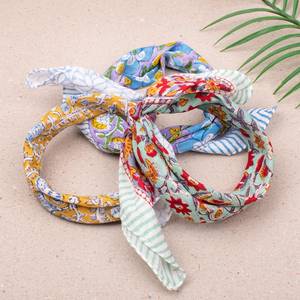 3 bandanas en coton unisexes, style bohème, pour l'été, foulard pour la tête, bandanas imprimés à la main, cadeau pour femmes - Product Image 6