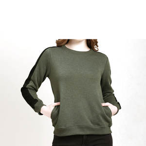 Precio barato logotipo personalizado 100% algodón transpirable francés Terry cuello redondo transpirable gota hombro sudaderas con capucha para mujer - Product Image 1