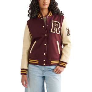 Blousons universitaires de baseball pour femmes, vestes de printemps 2025, manteaux à manches en cuir, blousons Letterman - Product Image 1
