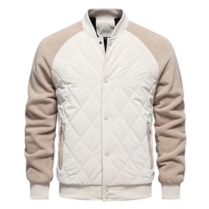 Chaqueta de bombardero de béisbol con forro polar grueso de retazos para hombre, prendas de vestir cálidas para invierno, chaquetas, abrigos para hombre - Product Image 1