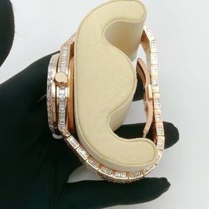 Moda de lujo de negocios Moissanite Baguette reloj de pulsera banda de acero inoxidable esfera analógica 41mm movimiento de cuarzo fecha automática boda - Product Image 3