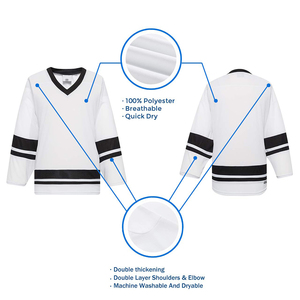 Maillot de hockey sur mesure de haute qualité, sublimation, vêtements de hockey sur glace pour hommes, respirant, col en V, séchage rapide, maillot de hockey lavé - Product Image 2
