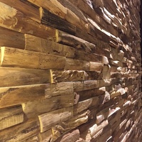 Paneles Acústicos de Madera de Teca Reciclada de Indonesia para Apartamentos, Diseño Geométrico Minimalista, Erosión Natural, Fácil Instalación