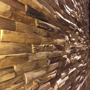 Paneles Acústicos de Madera de Teca Reciclada de Indonesia para Apartamentos, Diseño Geométrico Minimalista, Efecto de Erosión Natural - Product Image 4