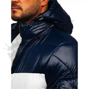 Custom OEM Coated Stand Collar Printed Hooded Puffer Jacket for <b>Men</b> Front Customized Winter Casual Eco-Friendly Windproof - Product Image 4