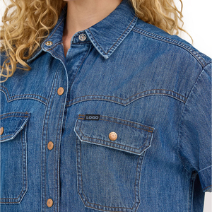 Veste en jean décontractée chic pour femme, tendance minimaliste, longueur classique, teinte unie, 100% coton, automne, hiver, été, vente chaude - Product Image 3