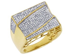 Nouveau élégant Hip Hop entièrement glacé Moissanite diamant taille ronde en argent sterling S925 plaqué or bague pour hommes - Product Image 1