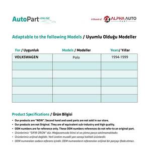 Kit de réparation de vitres-droit et gauche pour Volkswagen Polo 2 portes (expédition depuis le fabricant turc) Code produit: FD113119 - Product Image 2