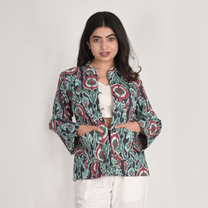 Handmade Thick Quilted Cotton <b>Jacket</b> Floral Print Ethnic Coat Boho Style Hand Work Cotton <b>Kantha</b> Quilt Men's Plus Size - Product Image 5