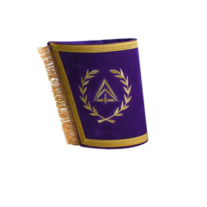 Juego de regalos masónicos Lodge Master Delantal de cuero Collar Guanteletes-Puños Artesanía de metal hecha a mano Bordado Regalia Jeweled Ronpex - Product Image 5