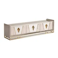 Eleganter weißer TV-Ständer, Entertainment-Center im Übergangsstil mit Stauraum