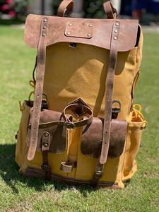 Leather Canvas Luxury Backpack Stylish Vintage Travel <b>School</b> Laptop <b>Rucksack</b> Large Capacity Eco-Friendly Unisex Factory - Product Image 4