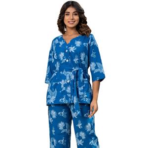 Summer Wholesale Sale Floral Printed <b>Three</b> Quarter Sleeve Home Night Suit Casual Dress - Product Image 3